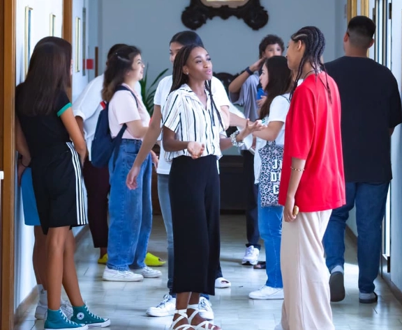 ICCR youth chatting at the corridor